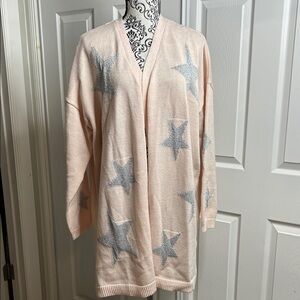 Lane Bryant Light Pink Cardigan with Gray Stars 22/24 NEW